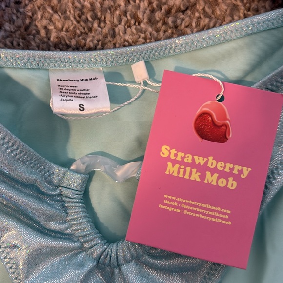 Strawberry Milk Mob one piece cutout swimsuit size Small NWT - Picture 2 of 2